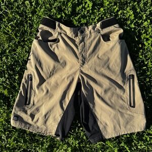 Zoic Ether Mens Mountain Bike Shorts Tan Black 12 Inch Inseam Size Large